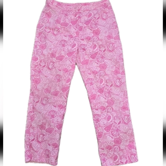 Lilly Pulitzer Womens Pink Seashell Cropped Straight Leg Pants Size 4 - Picture 4 of 6